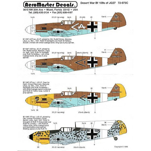 Desert War BF109`s (JG27) AMD72-073
