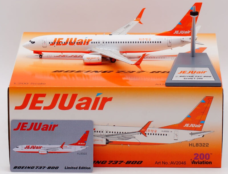 Aviation 200 AV2046 Boeing 737800 Jeju Air HL8322 with stand