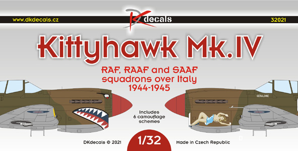 Kittyhawk MKIV in RAF, RAAF and SAAF squadrons over Italy 1944-1945 (6 camouflage Schemes)  DK32021