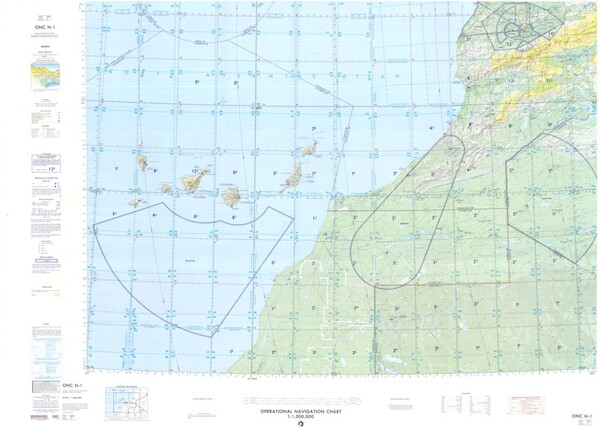 ONC H-1: Available: Operational Navigation Chart for Morocco, Algeria, Spain, Portugal, Islas Canarias (Spain). Available ! additional charts available within five working days. E-mail your requirements.  ONC H-1