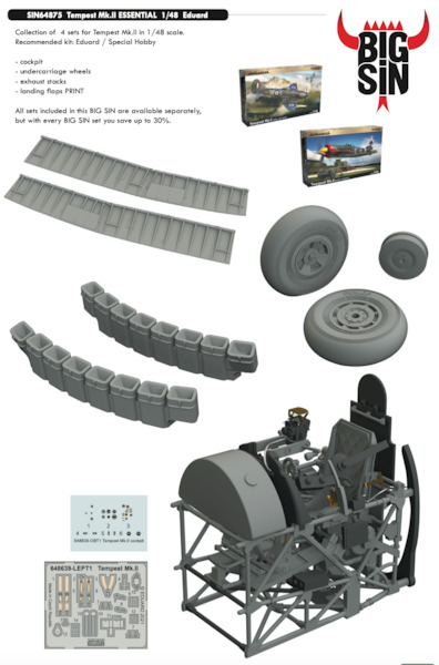 Hawker Tempest MKII Essential Set (Eduard)  BIG SIN64875