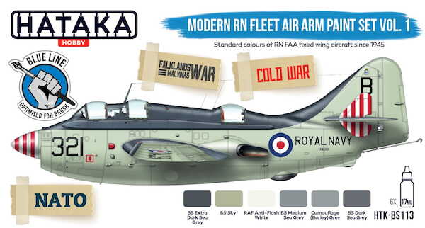 Modern Fleet Air Arm Paint set Volume 1 (6 colours)  Optimised for Brushpainting  ALSO USED BY DUTCH NAVY MLD!  HTK-BS113