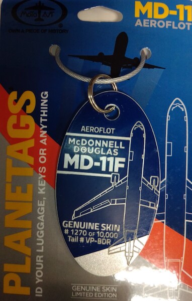 Keychain made of: McDonnell Douglas MD11F Aeroflot  - VP-BDR (combo Blue Silver colours)  MD-11 BLUE-SIL